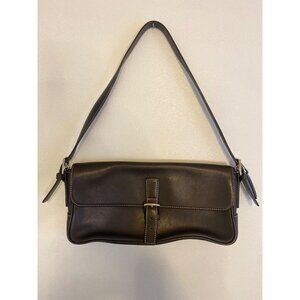 Vintage Coach Hamptons Brown Leather Shoulder Bag With Buckle & Adjustable Strap